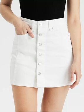Abercrombie & Fitch White Denim Button-Front A-Line Mini Skirt 0